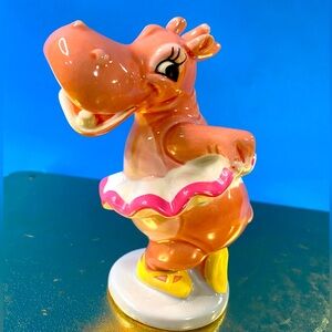 Walt Disney 80’s Fantasia Ballerina Hyacinth Pink Hippo Porcelain Figurine Japan